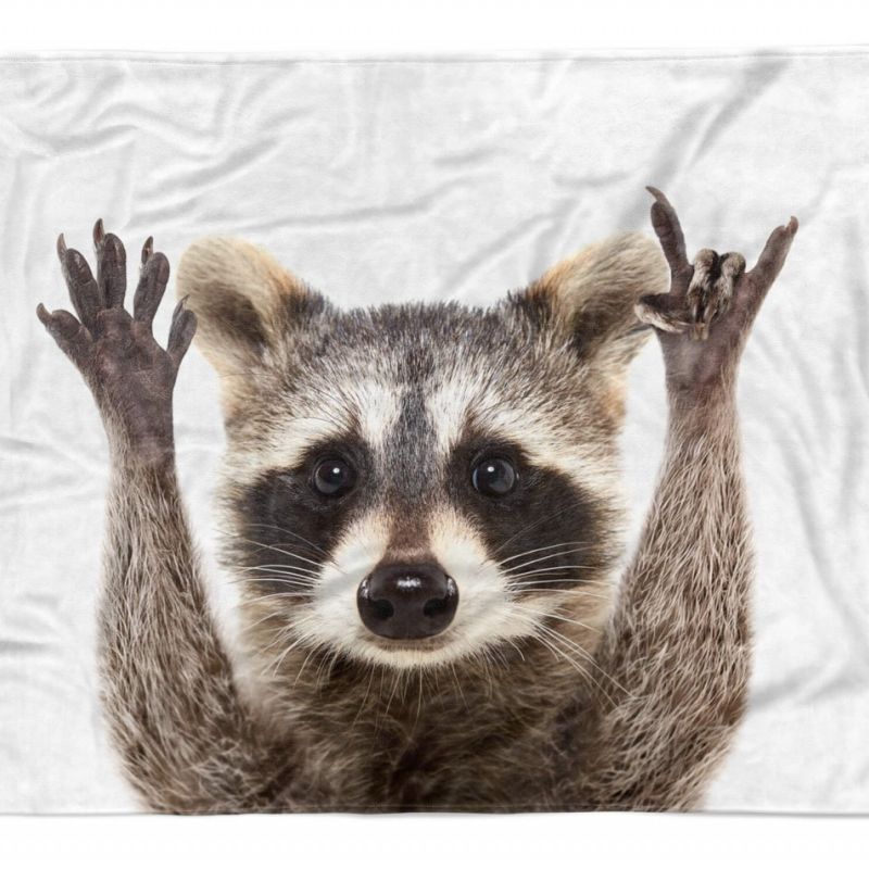 Handtuch Strandhandtuch Saunatuch Kuscheldecke  mit Tiermotiv süßer Waschbär Roc