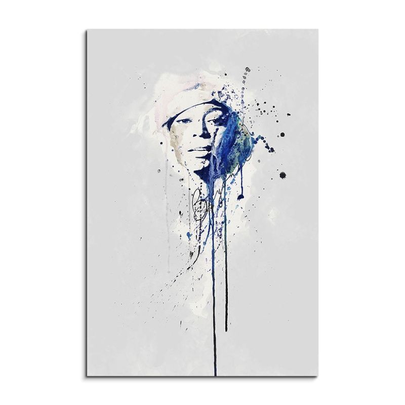 Beyoncé Knowles 90x60cm Aquarell Art Wandbild auf Leinwand fertig gerahmt Original Sinus Art