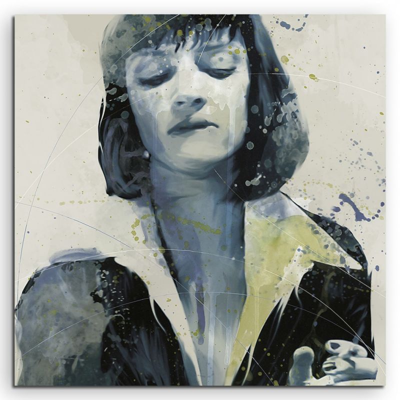 Uma Thurman Pulp Fiction Aqua 60x60cm Wandbild Aquarell Art