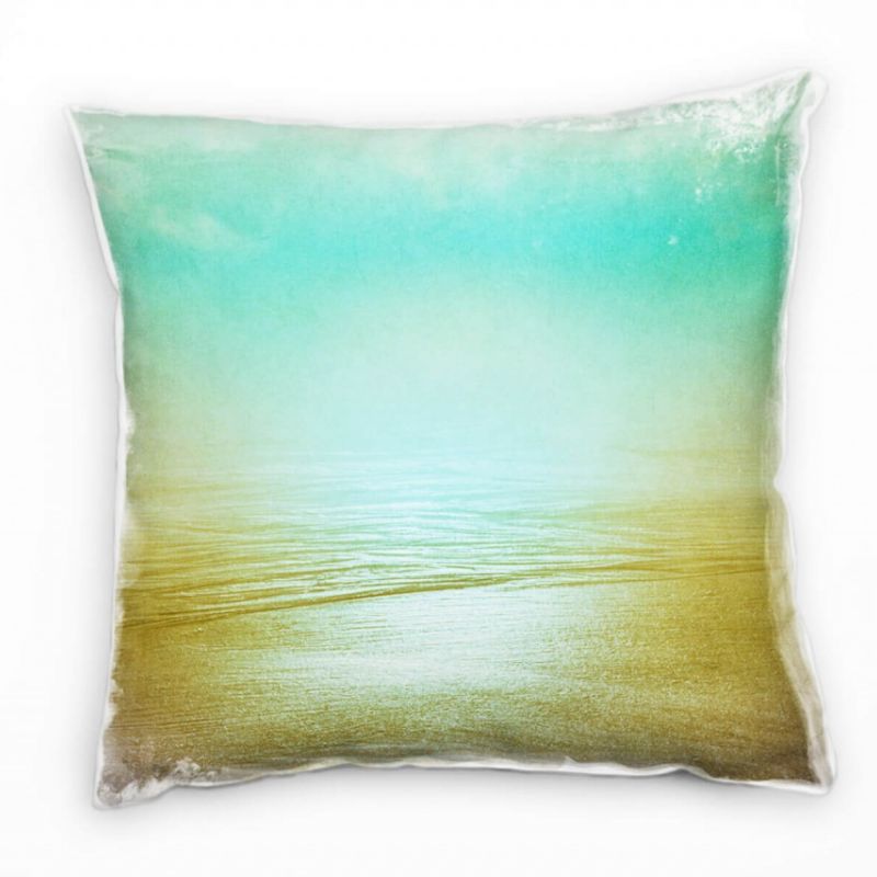 Strand und Meer, gelb, grün, türkis Deko Kissen 40x40cm für Couch Sofa Lounge Zierkissen