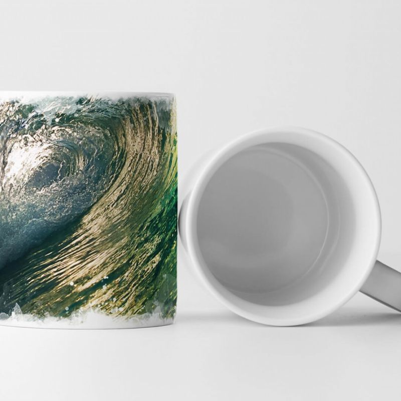 Tasse Geschenk Künstlerische Fotografie – Grüne Surferwelle