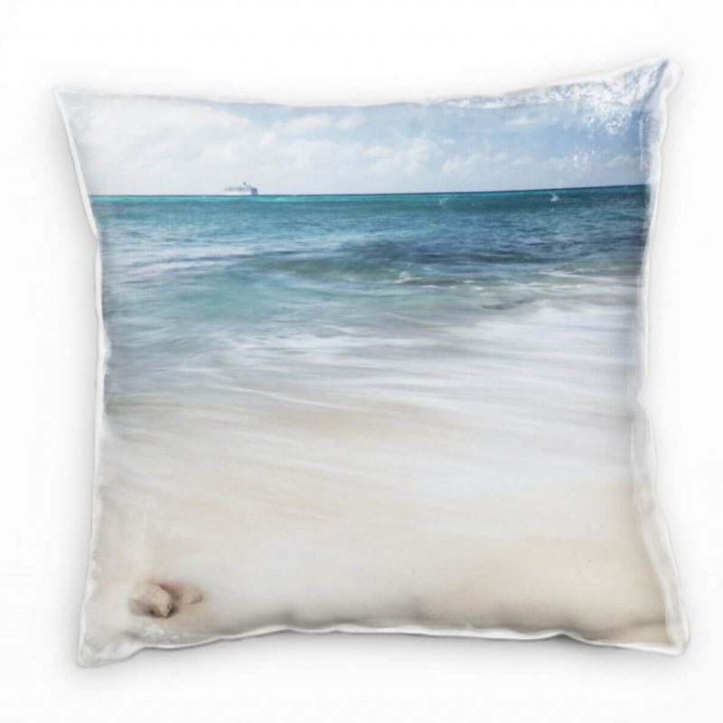 Strand und Meer, Brandung, Schiff, türkis Deko Kissen 40x40cm für Couch Sofa Lounge Zierkissen