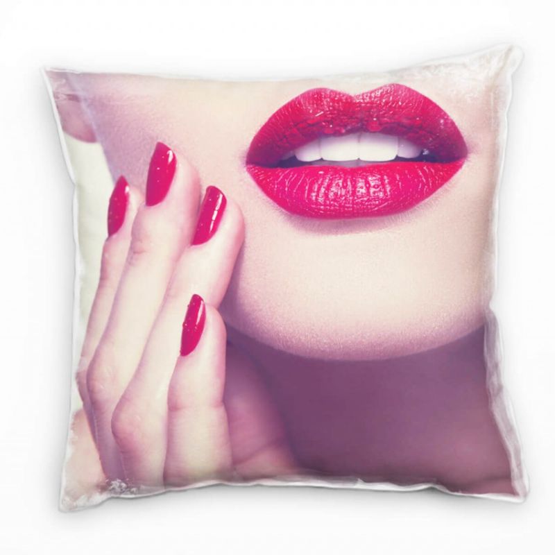 künstlerische Fotografie, rote Lippen, Frau, rot Deko Kissen 40x40cm für Couch Sofa Lounge Zierkisse