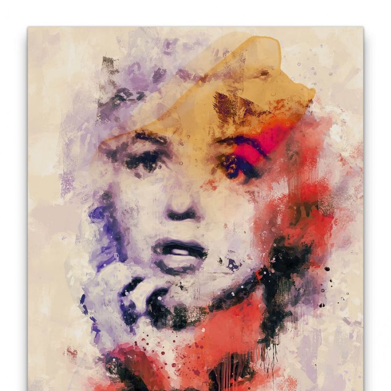 Marilyn Monroe Porträt Abstrakt Kunst Filmikone Kult Farbenfroh 60x90cm Leinwandbild