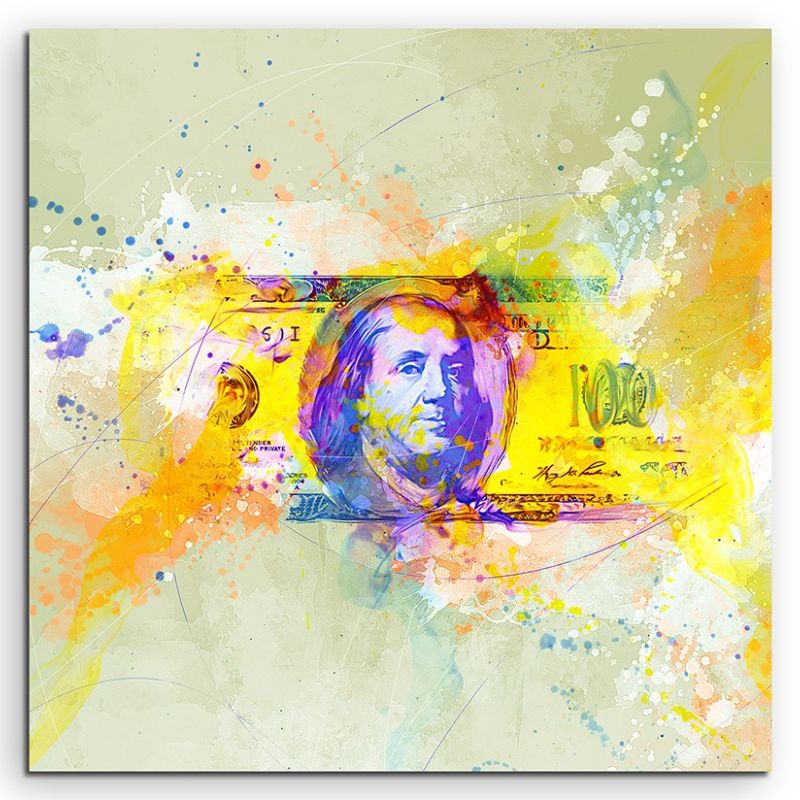 Dollar 60x60cm Aquarell Art Leinwandbild