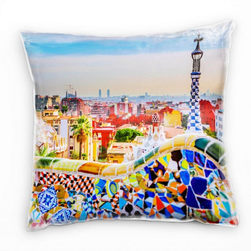 City, Barcelona, Spanien, bunt Deko Kissen 40x40cm für Couch Sofa Lounge Zierkissen