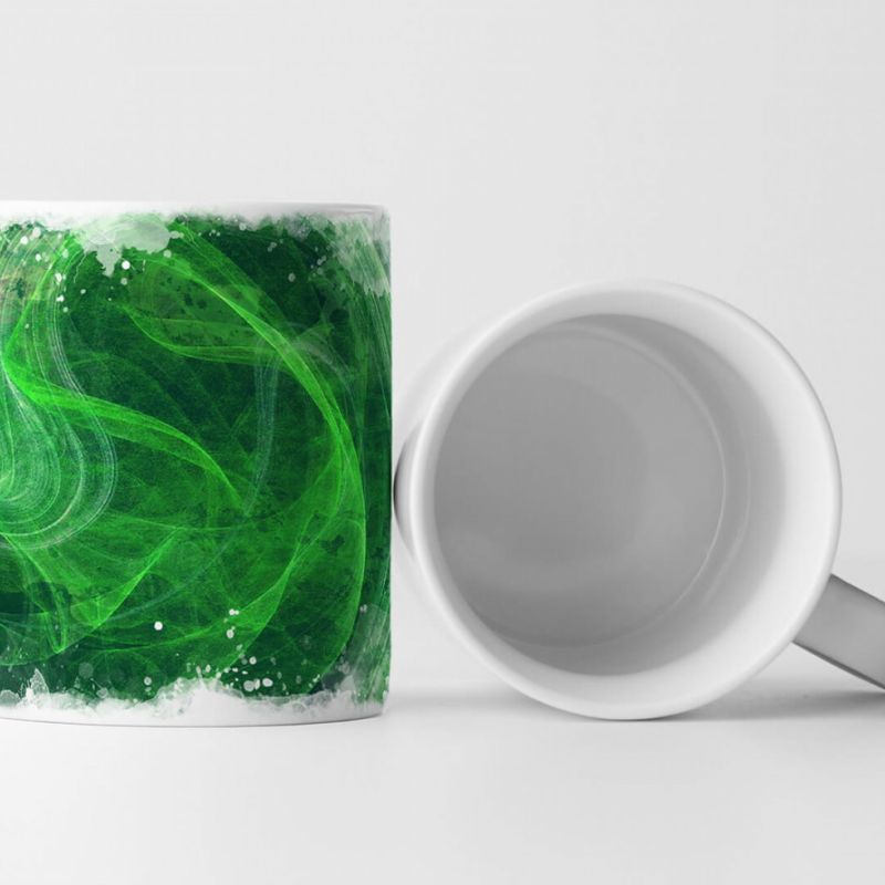 Tasse Geschenk Grüne Struktur, dunkelblaue Grundierung