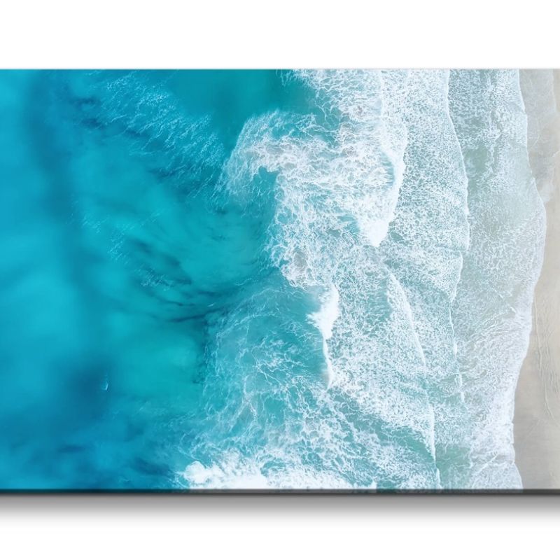 Leinwandbild 120x60cm Vogelperspektive Meer Strand Blau Schön Atemberaubend