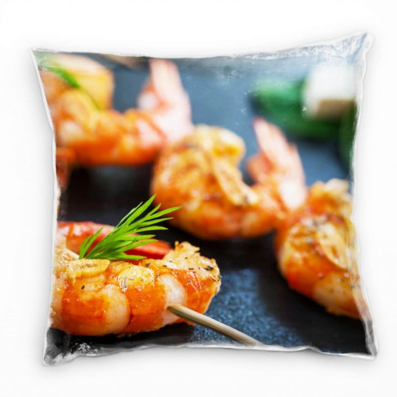 Macro, Shrimps, orange, grün Deko Kissen 40x40cm für Couch Sofa Lounge Zierkissen