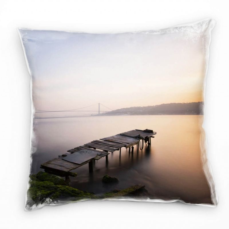 Urban, Bosporusbrücke, Sonnenuntergang, grau Deko Kissen 40x40cm für Couch Sofa Lounge Zierkissen