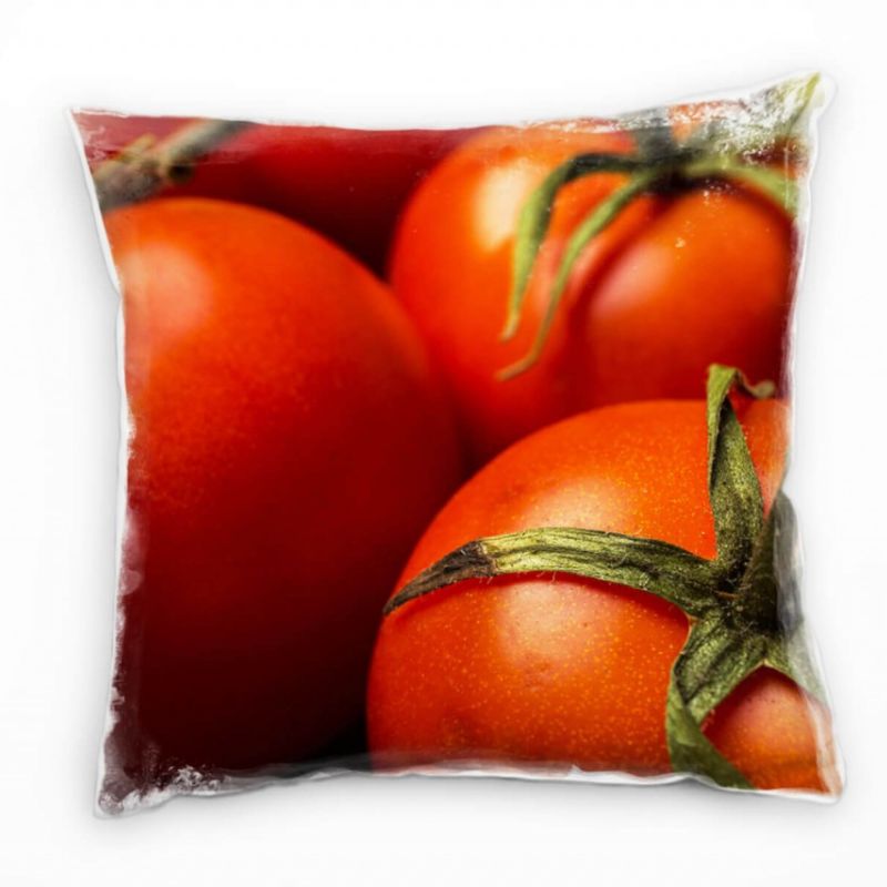 Macro, Tomaten, rot, grün Deko Kissen 40x40cm für Couch Sofa Lounge Zierkissen