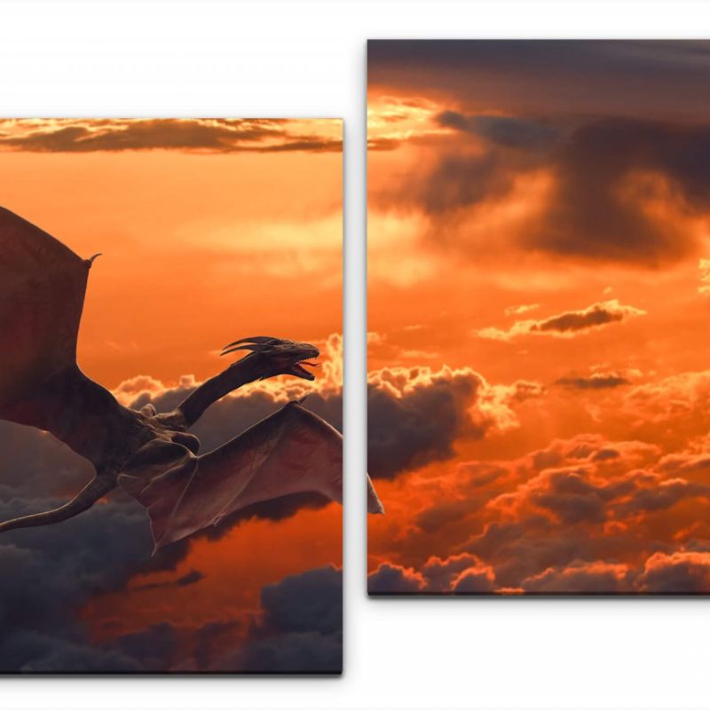 Drachen in Himmel Wandbild in verschiedenen Größen