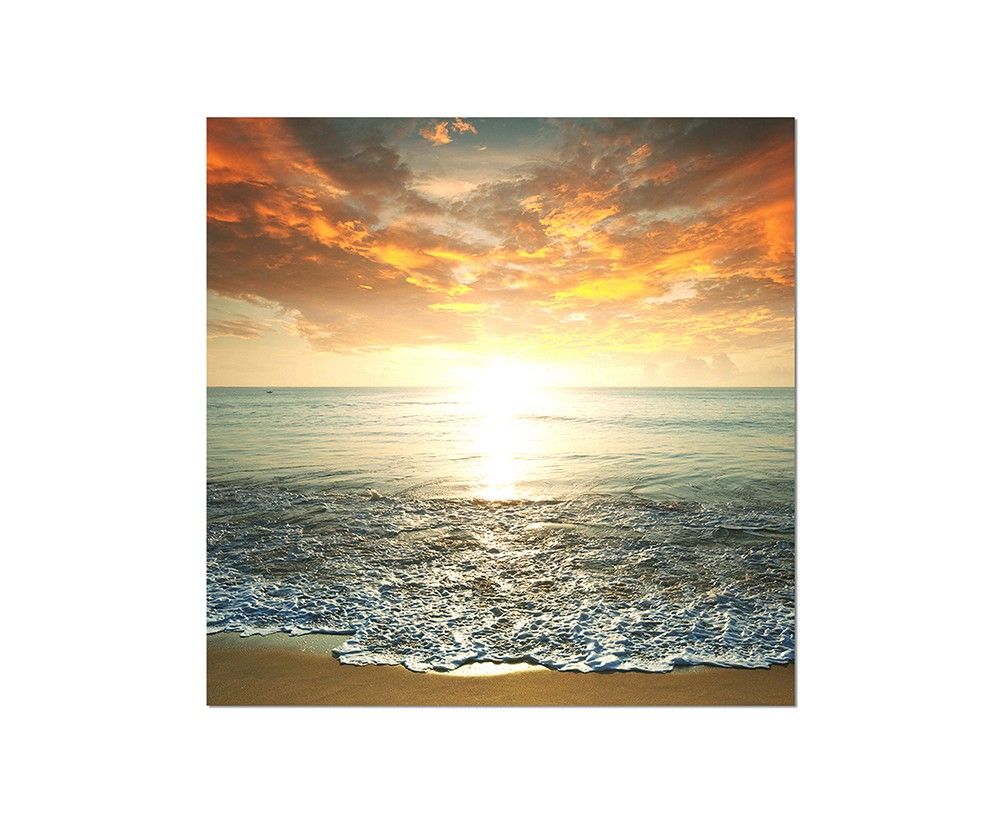 80x80cm Strand Meer Sonnenuntergang Wolken