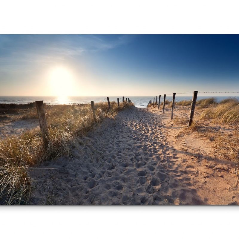 120x80cm Wandbild Holland Nordsee Strand Dünen Sonnenaufgang