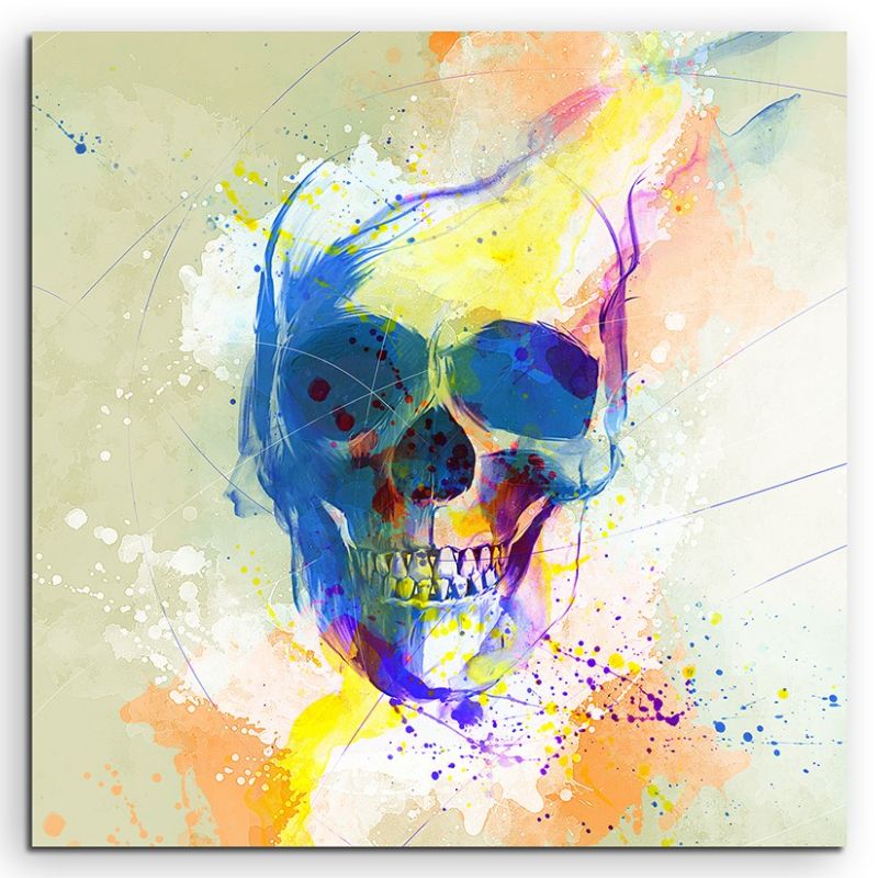 Totenkopf 60x60cm Aquarell Art Leinwandbild