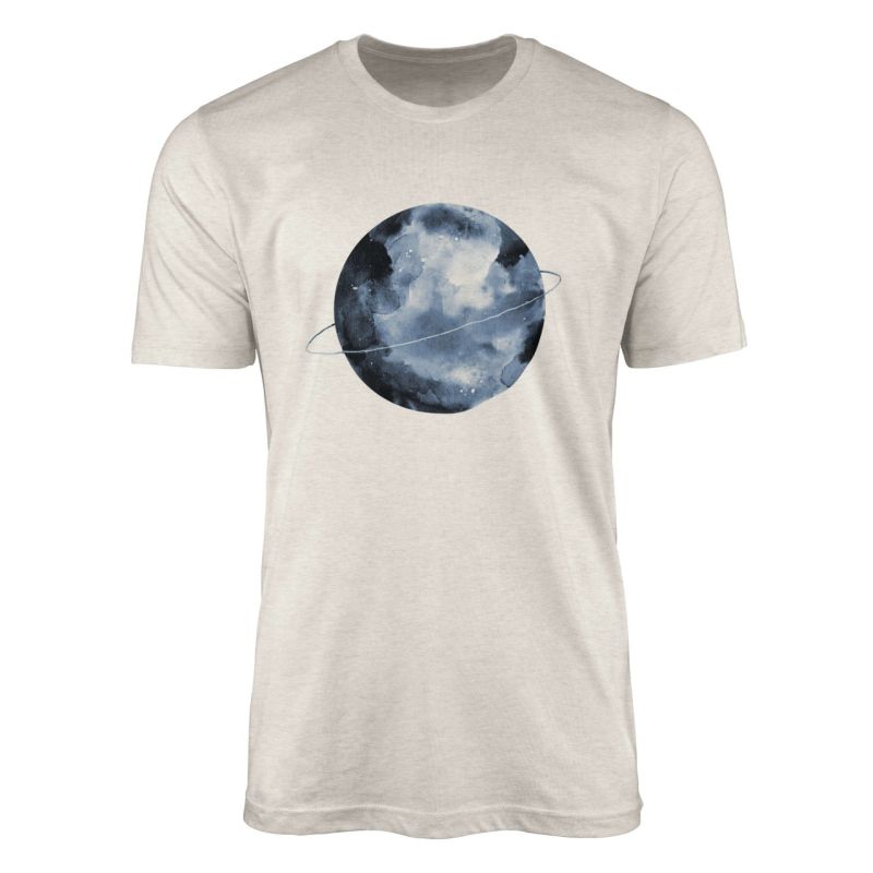 Herren Shirt 100% gekämmte Bio-Baumwolle T-Shirt  Vollmond Aquarell Motiv Nachhaltig Ökomode aus ern