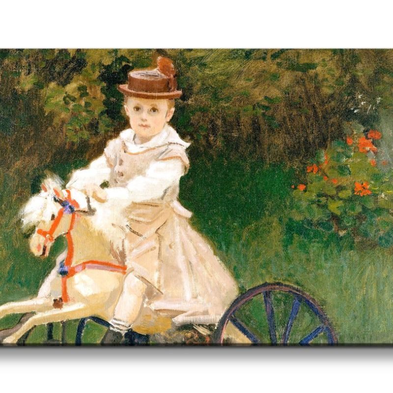 Remaster 120x60cm Claude Monet Impressionismus weltberühmtes Wandbild Jean Monet on His Hobby Horse