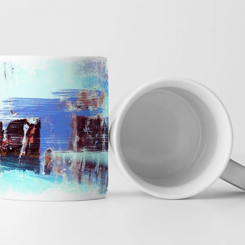 Tasse Geschenk hellblaue, persenningblau, dunkelrote Abstraktion