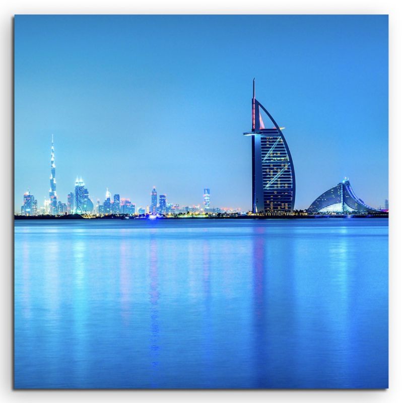 Architekturfotografie – Dubai Skyline im Morgengrauen, UAE auf Leinwand