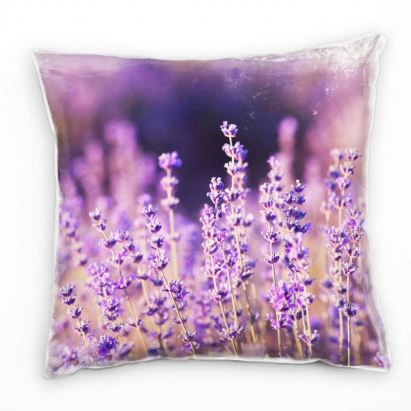 Blumen, lila, Lavendel Deko Kissen 40x40cm für Couch Sofa Lounge Zierkissen