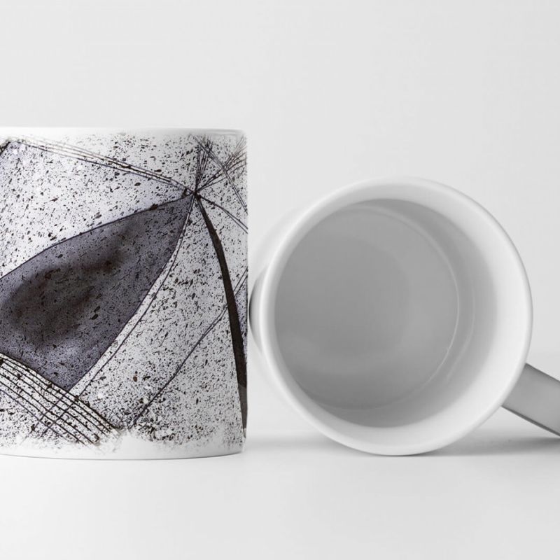 Tasse Geschenk Abstraktes Bild mit akkuraten schwarzen Linien schwarz weiß