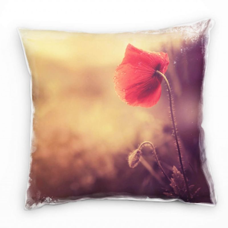 Macro, Blume, Mohn, rot, Hintergrund Deko Kissen 40x40cm für Couch Sofa Lounge Zierkissen