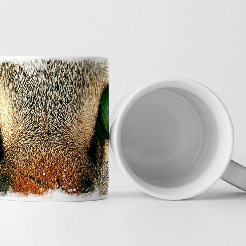 Tasse Geschenk Tierfotografie – Katzengesicht mit grünen Augen