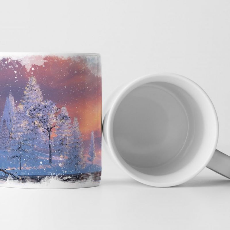 Tasse Geschenk Märchenhafte Winterlandschaft – lllustration