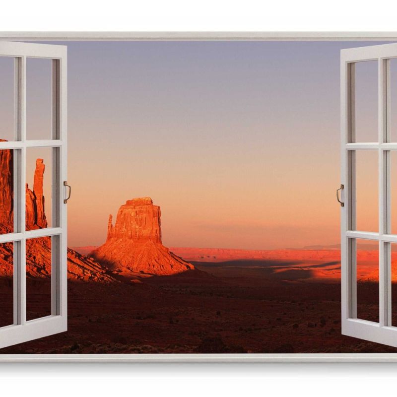 Wandbild 120x80cm Fensterbild Grand Canyon Colorado Rot Abendrot Sonnenuntergang