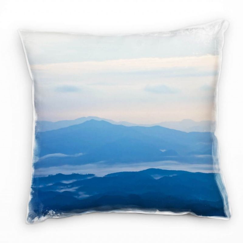 Landschaft, blau, orange, Bergkette, Thailand Deko Kissen 40x40cm für Couch Sofa Lounge Zierkissen