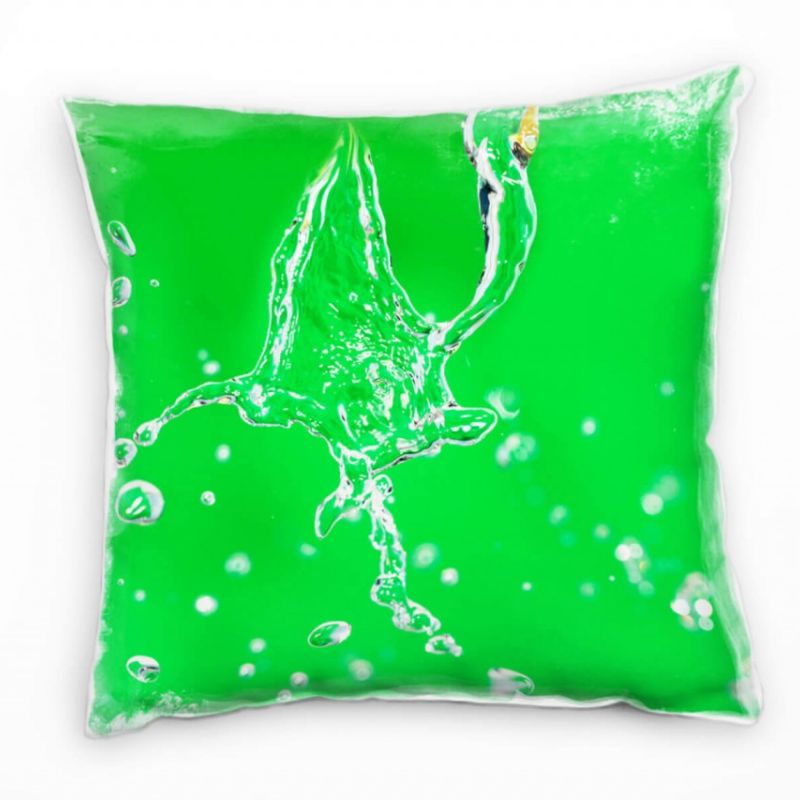 Macro, Abstrakt, Wasser, grün, weiß Deko Kissen 40x40cm für Couch Sofa Lounge Zierkissen