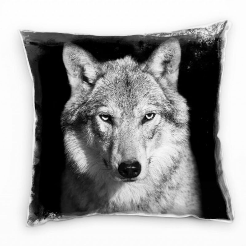 Tiere, Wolf, Portrait, grau Deko Kissen 40x40cm für Couch Sofa Lounge Zierkissen