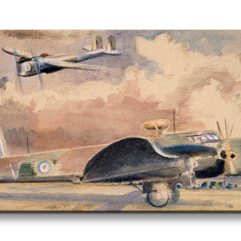 Remaster 120x60cm Paul Nash weltberühmtes Wandbild Flugzeuge Propellermaschinen Vintage