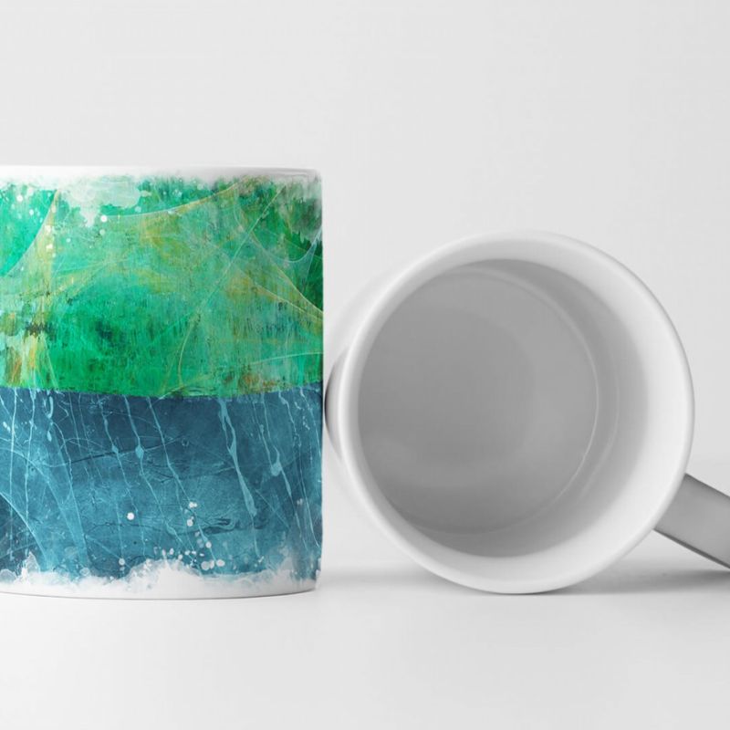 Tasse Geschenk grün/blau; zweifarbig, Abstraktion