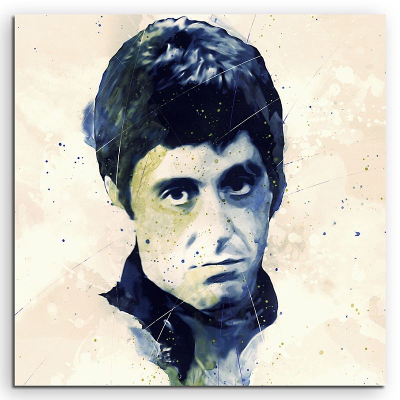 Al Pacino Scarface I Splash 60x60cm Kunstbild als Aquarell auf Leinwand