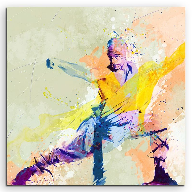 Kung Fu I 60x60cm Aquarell Art Leinwandbild