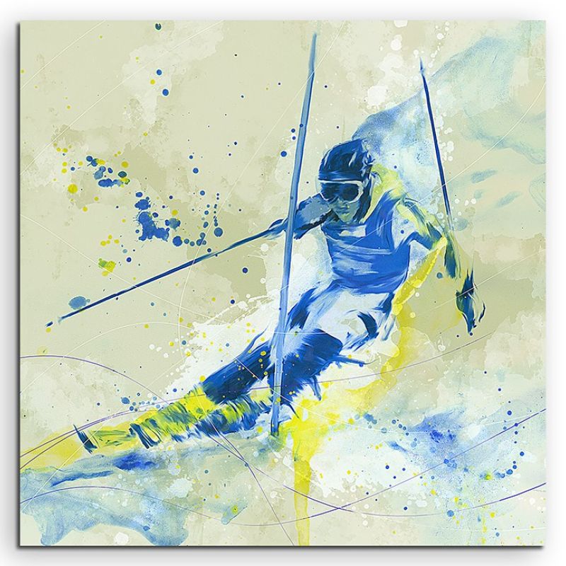 Ski Alpin I 60x60cm SPORTBILDER Paul Sinus Art Splash Art Wandbild Aquarell Art