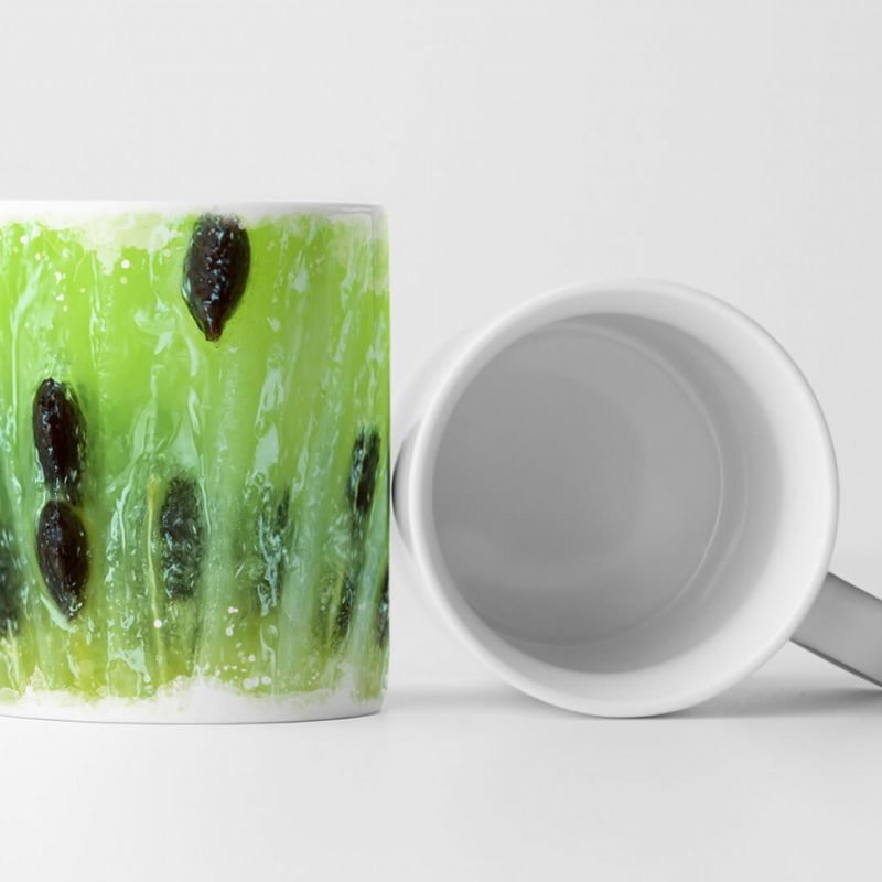 Tasse Geschenk Food-Fotografie – Aufgeschnittene Kiwi in Großaufnahme