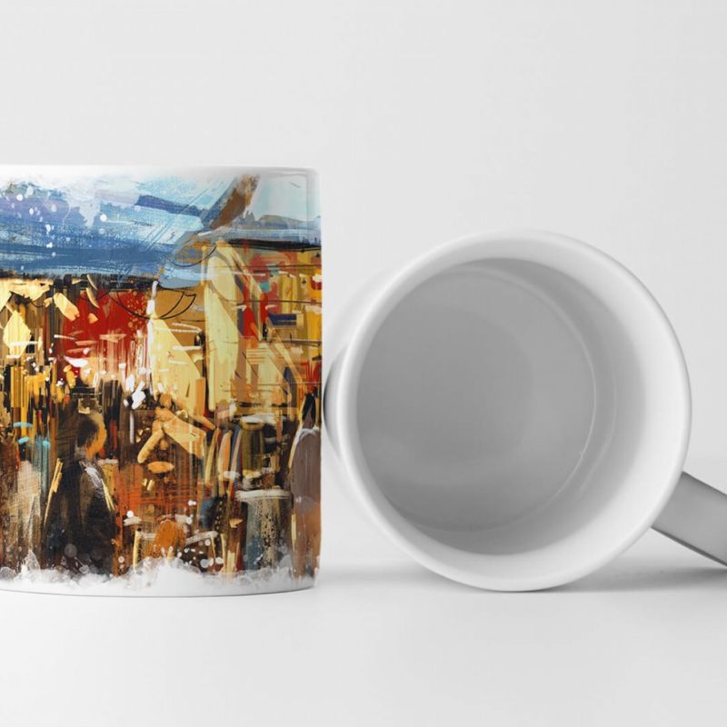 Tasse Geschenk Abstraktes digitales Bild eines Straßenmarkts