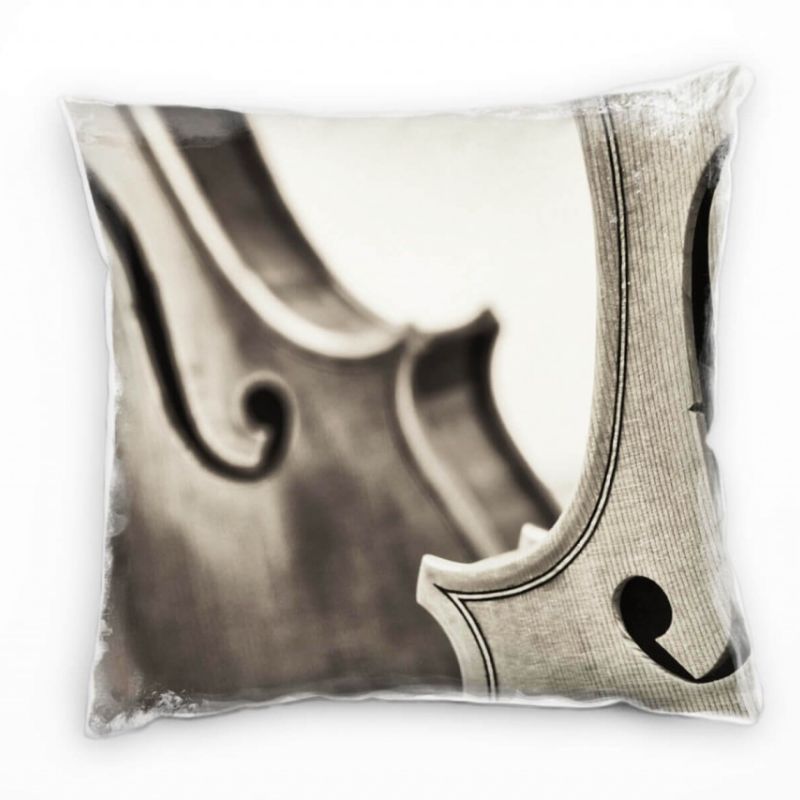 Macro, Violine, altes Instrument, grau Deko Kissen 40x40cm für Couch Sofa Lounge Zierkissen