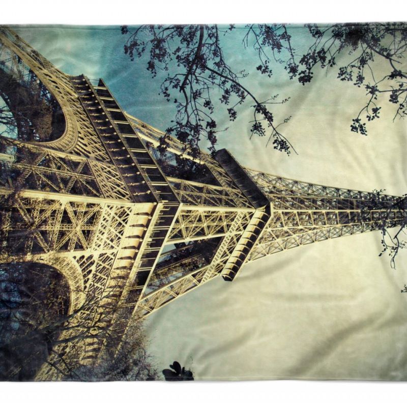 Handtuch Strandhandtuch Saunatuch Kuscheldecke  mit Fotomotiv Eiffelturm Paris H