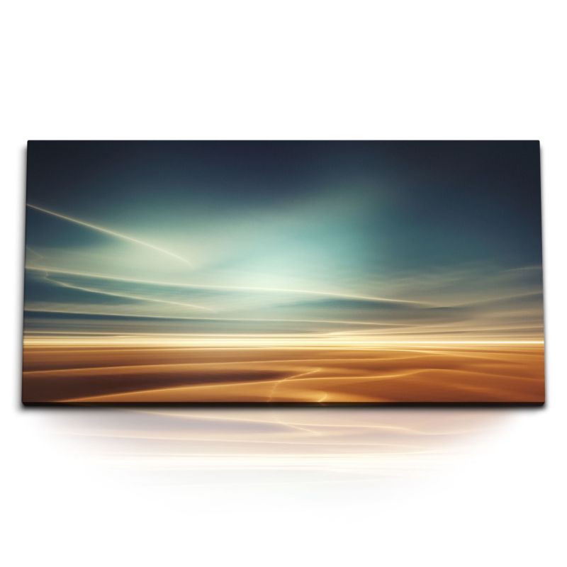 Kunstdruck Bilder 120x60cm Wüste Horizont Kunstvoll Sonnenuntergang Himmel