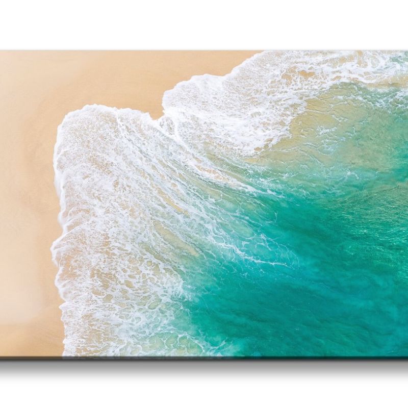 Leinwandbild 120x60cm Meer von Oben Vogelperspektive Welle Strand Atemberaubend