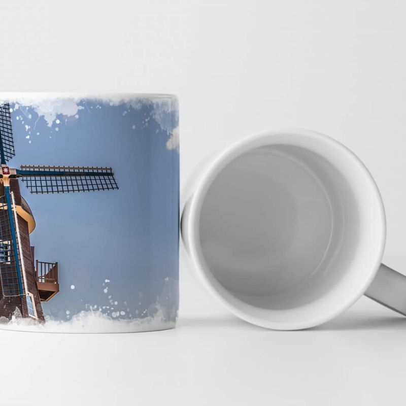 Tasse Geschenk Architekturfotografie – Mühle mit Tulpen