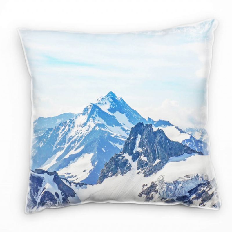 Landschaften, Alpen, Schnee Felsen, blau Deko Kissen 40x40cm für Couch Sofa Lounge Zierkissen