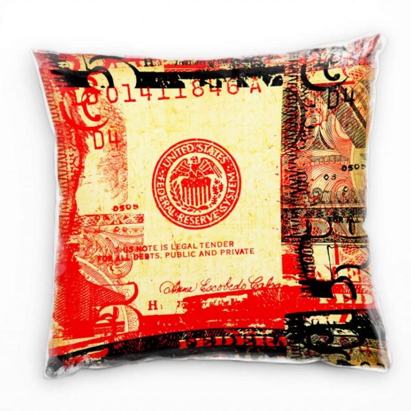 Illustration, schwarz, rot, US Dollar, Geld, Amerika Deko Kissen 40x40cm für Couch Sofa Lounge Zierk