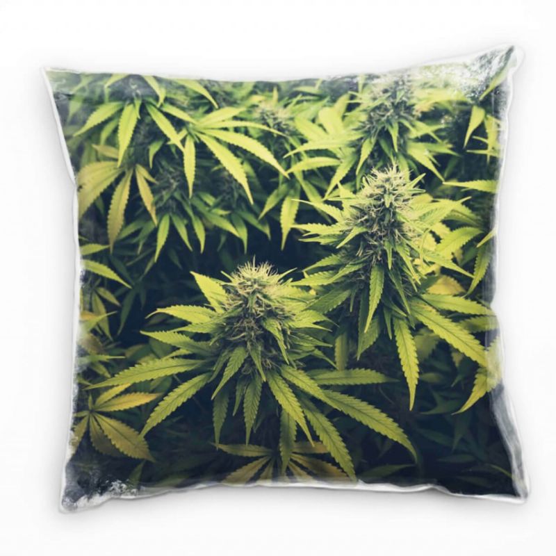 Natur, Cannabis, Marihuana, grün Deko Kissen 40x40cm für Couch Sofa Lounge Zierkissen