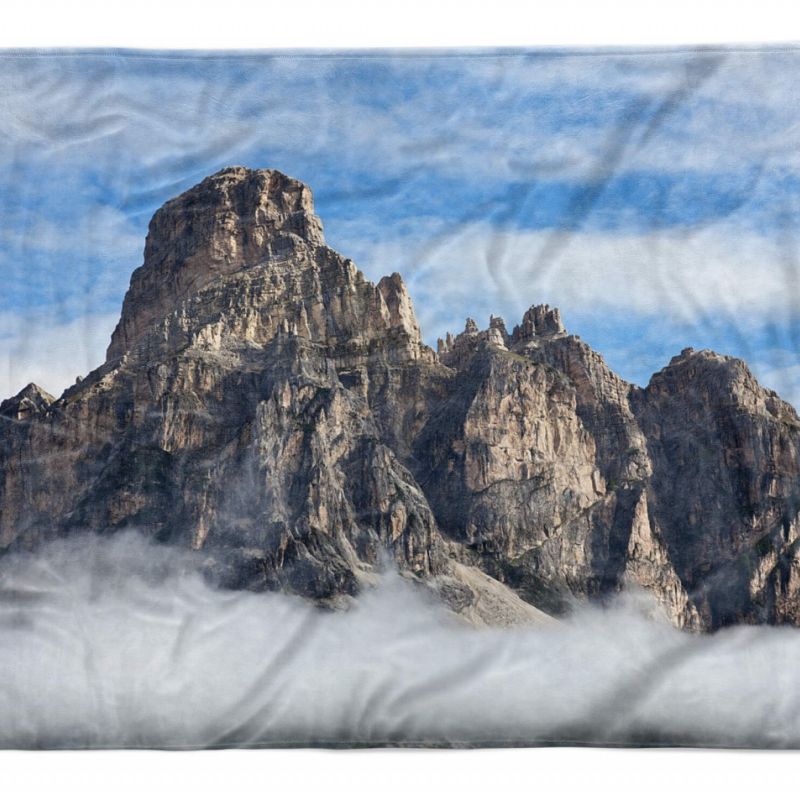 Handtuch Strandhandtuch Saunatuch Kuscheldecke mit Fotomotiv Dolomiten Berge Klippen