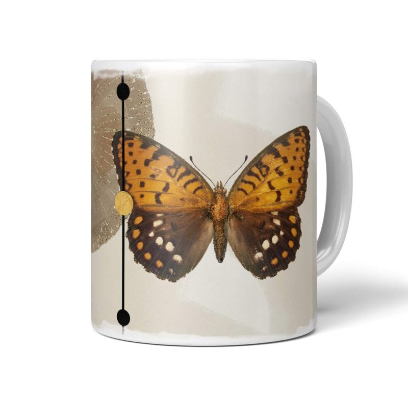 Dekorative Tasse mit schönem Motiv Vintage Schmetterling Pastelltöne goldene Elemente