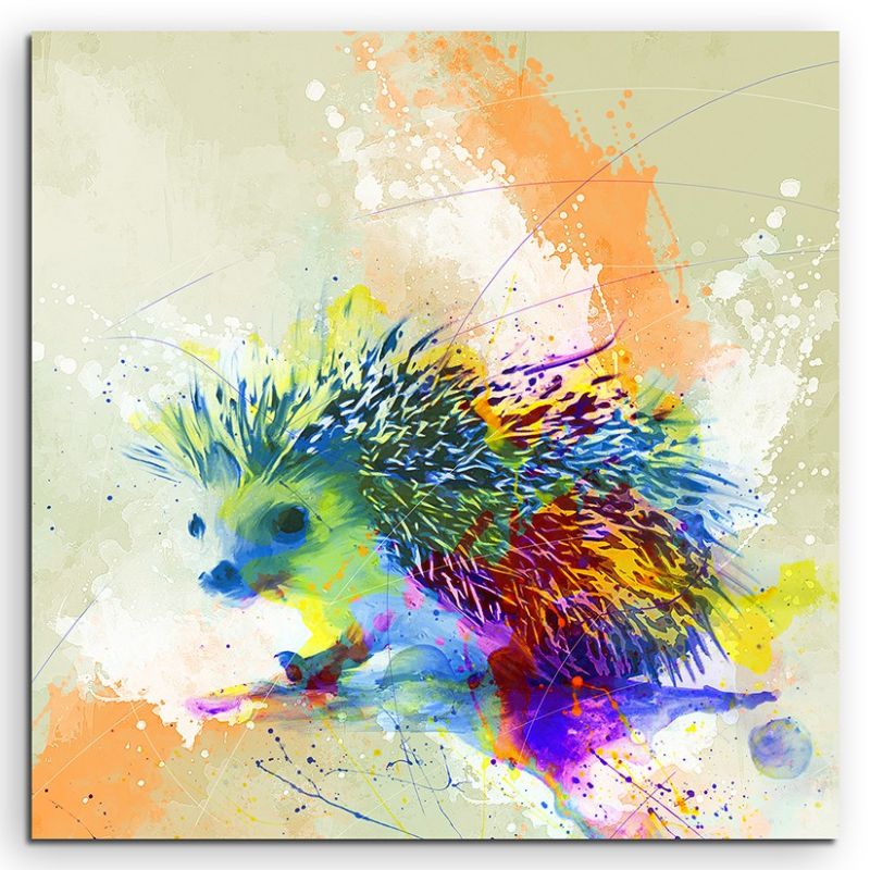 Igel 60x60cm Aquarell Art Leinwandbild